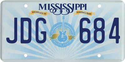 MS license plate JDG684