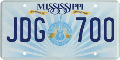 MS license plate JDG700