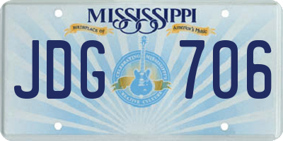 MS license plate JDG706
