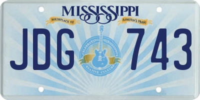 MS license plate JDG743