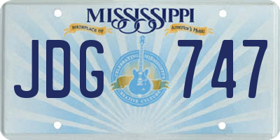 MS license plate JDG747
