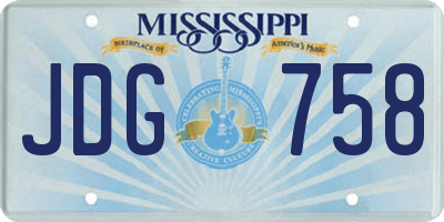 MS license plate JDG758