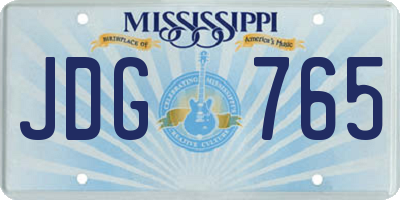 MS license plate JDG765