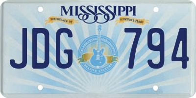 MS license plate JDG794
