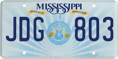 MS license plate JDG803