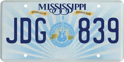 MS license plate JDG839