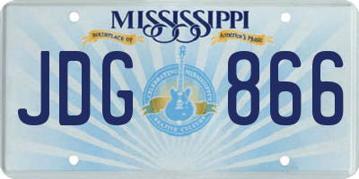 MS license plate JDG866