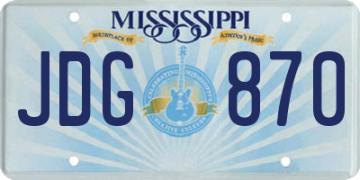 MS license plate JDG870