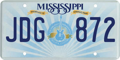 MS license plate JDG872