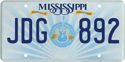 MS license plate JDG892