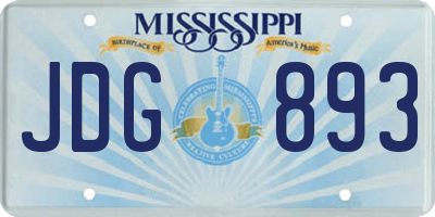 MS license plate JDG893