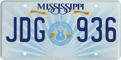 MS license plate JDG936