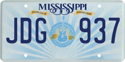 MS license plate JDG937