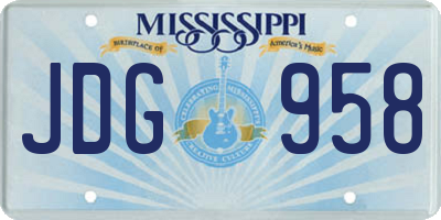 MS license plate JDG958