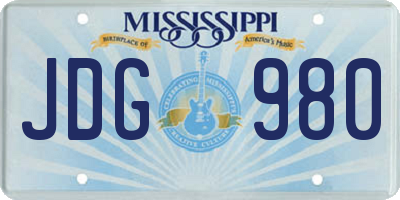 MS license plate JDG980