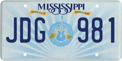 MS license plate JDG981