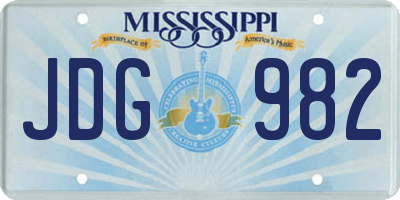 MS license plate JDG982