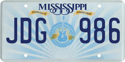 MS license plate JDG986