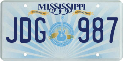 MS license plate JDG987