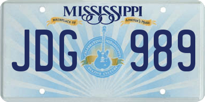 MS license plate JDG989