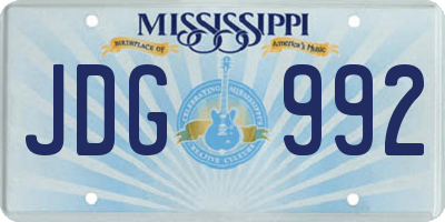 MS license plate JDG992