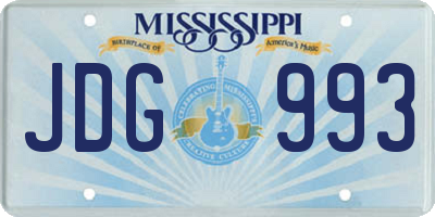 MS license plate JDG993
