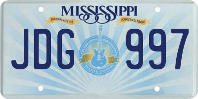 MS license plate JDG997