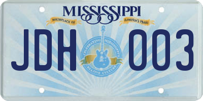 MS license plate JDH003