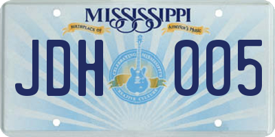 MS license plate JDH005