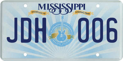 MS license plate JDH006