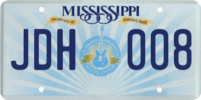 MS license plate JDH008