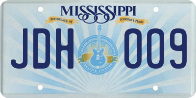 MS license plate JDH009