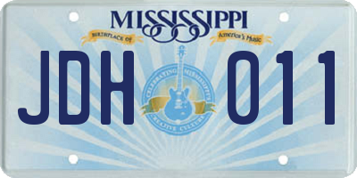 MS license plate JDH011