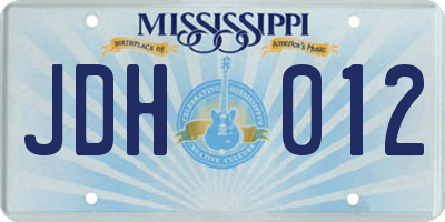 MS license plate JDH012