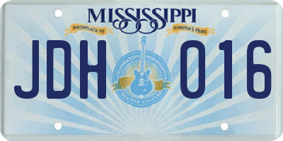 MS license plate JDH016