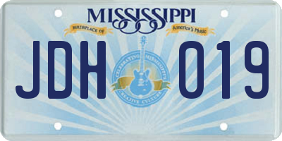 MS license plate JDH019