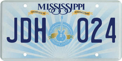 MS license plate JDH024