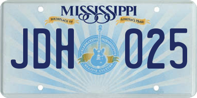 MS license plate JDH025