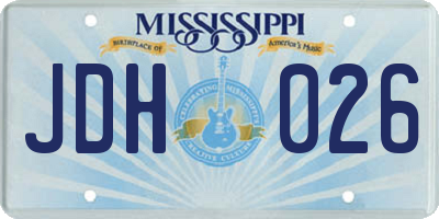 MS license plate JDH026