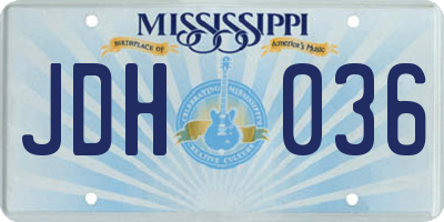 MS license plate JDH036