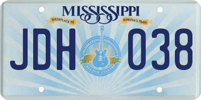 MS license plate JDH038