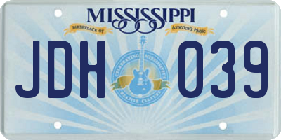 MS license plate JDH039