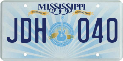 MS license plate JDH040