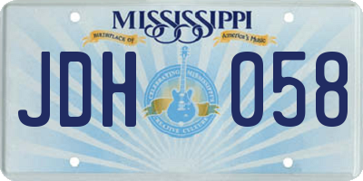MS license plate JDH058