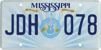 MS license plate JDH078