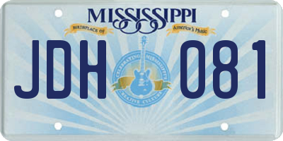 MS license plate JDH081