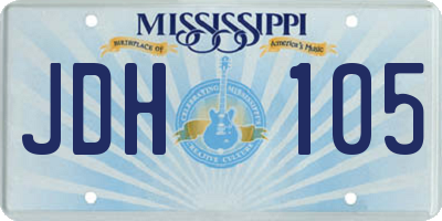 MS license plate JDH105