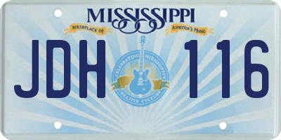 MS license plate JDH116