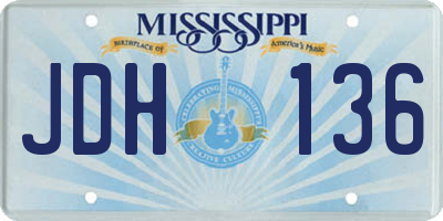MS license plate JDH136