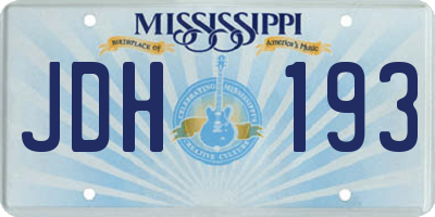 MS license plate JDH193